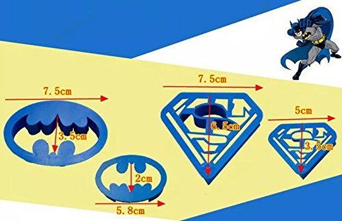 Anokay 4tlg. Keks Fondant Ausstecher Batman Super Hero Ausstechformen Superman Sugarcraft Cake Cookies Toast Cutter Dekoration Modellierwerkzeug Deko Stempel Set - 6