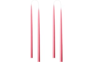 Kunstindustrien® Tapered Candles, Made in Denmark, 42 Colours Available, Dripless & Smokeless Dinner Candles, Candles Long Burning 15 Hours, Unscented Candle Gift Set, 4pcs. 2.2 x 35cm (Pastel Rose)