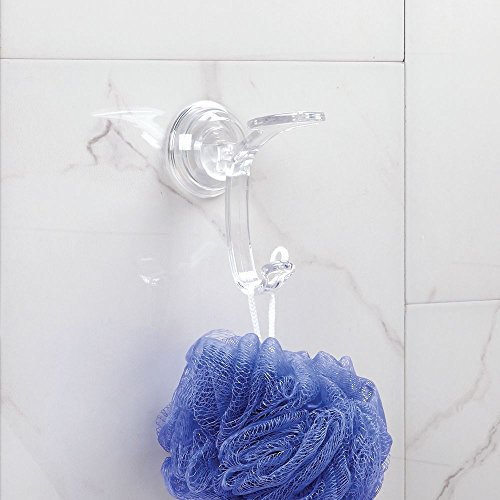 InterDesign Power Lock Aufbewahrungshaken mit Saugnapf für Bad, WC, Badewanne, Dusche – Durchsichtig - 2