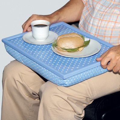 Knietablett Kniekissen laptray himmelblau mit Pünktchen, Kissen extra kräftig… - 2