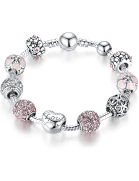 Presentski Sterlingsilber 925 überzog Charme-Armbänder mit Liebe und Österreich Zirkonia Beads