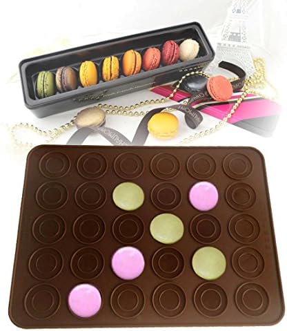 Macarons Silicone Baking Mat Non Stick for 30/48 Macaroons Cookies Muffins, Cupcakes Or Cookies wortek 38x28 cm in Brown