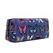Miss LuLu Women Girls Canvas Students Pen Pencil Case zipper Bags Cosmetic Travel Makeup Bags Pouch Box (Butterfly Navy)