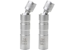 Zerabidpro 2 stycken tändstiftsnycklar 14 mm och 16 mm, universell magnetisk och flexibel, lämplig för bilreparation, roterba