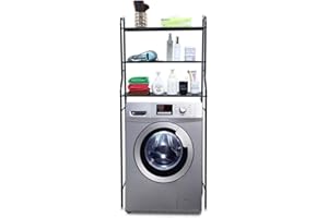 MAGIC SELECT Regal über Waschmaschine, Schwarz, platzsparendes Regal mit 3 Regalen, wasserfestes Regal, höhenverstellbare Beine (E5484)