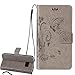 Produktbild Hülle für Samsung Galaxy S7,Samsung Galaxy S7 Lederhülle,PU Leder Tasche für Samsung Galaxy S7,Leweiany Elegant Luxus Extra Dünn Tasche Grau Premium Schmetterling Blumen Muster Leder Brieftasche Flip Wallet Ständer Cover in Book Style Tasche Case Handyhülle Schutzhülle mit Kartenfach Aufstellfunktion Magnetverschluss für Samsung Galaxy S7 Schutzhülle Handytasche