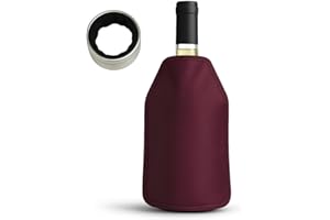 MANJEMAR Funda Enfriadora para Botellas de Vino con Anillo Antigoteo – Gel Enfriador – Mantiene el Vino Frío sin Hielo y sin Condensación – Ideal para Regalo Eventos y Restauración (Burdeos)