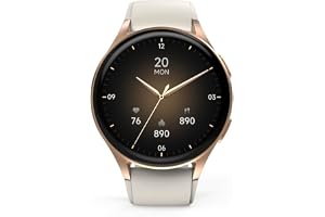 Hama Smartwatch 8900, GPS, AMOLED 1.32 tum, telefonfunktion, Alexa, rund, guld, mycket bekväm, modern