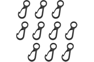 LILY BROWN Lot de 10 grands petits crochets en plastique pour lanières - Fermeture à cliquet - Boucle simple - Crochet de tente noir - Pour lumières - Robuste