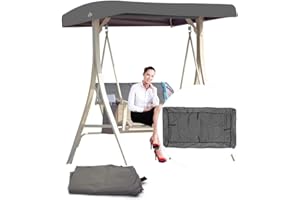 DFANCE Replacement Canopy for Swing Seat 3 Seater Garden Hammock Cover, 210D Oxford Cloth Patio Swing Top Cover,Waterproof Swing Cover for Swing Chair,191x120x18/23cm(Color:Gray)