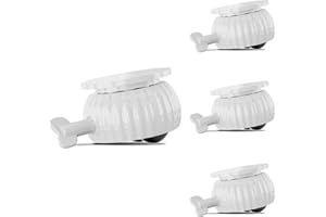 TRVL FIELDER Lot de 4 roulettes pivotantes autocollantes à 360° pour meubles, mini roue universelle avec frein pour petits ustensiles de cuisine, poubelle, boîte de rangement (blanc, roulette noire