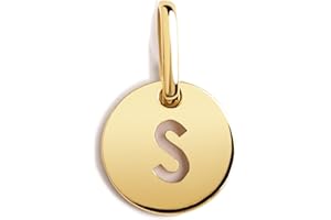 SINGULARU - Mini Medallion Letter. Pendentif initiale en argent sterling 925 avec finition plaquée or 18 Kt. À combiner avec un collier. Bijoux pour femme. Lettre A-Z.