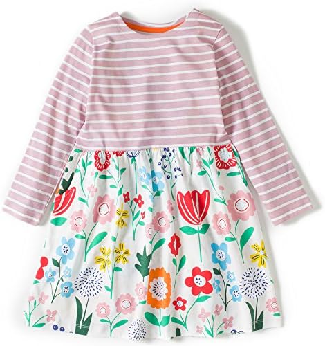 JUEBLON Girls' Dress Long Sleeve Soft Cotton Printed T Shirt - Age 2-8 Years
