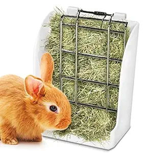 SunGrow Rabbit Hay Feeder Rack, 7x6 Inches, Mess-Free Food Dispenser, Keeps Hay, Alfalfa and Other Grasses Dry, Ideal for Guinea Pigs, Chinchillas and Hamsters, and Use, 1 Piece