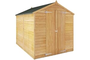 WALTONS EST. 1878 WALTONS 8x6 Overlap Storage Shed | Apex Roof | 7mm Overlap Cladding | Wooden Garden Storage Shed | Tool Storage Shed | Felt and Fixings Included (8 x 6 Double Door No Windows)