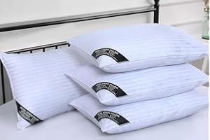 SILENT DREAMS Hotel Quality Stripe Pillows Pack of 4 Bounce back Hollow fiber Filled Bed Pillows With Extra Carded Filling Comfortable Anti-Allergy Firm Designed for Back & Side Sleeper Bed Pillow