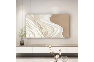 Hiseng TV -Abdeckung Staubschutzhülle, Hülle Bezug Für Fernsehen Schutzhülle Hängend/Desktop Universal Stoff Tv Hülle Anwendbar 32-85 Zoll Flacher Fernseher (Treibsand,55–65 Zoll)