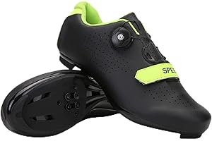 Surwin Zapatos Ciclismo Carretera Hombre Mujer, Zapatillas de Bicicleta de Carretera con Look Delta Cleats y 3 Tornillos, Diseño de Hebilla Giratoria, 36EU-47EU
