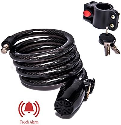 Bike Lock Cable with Alarm - Combination Bike Locks for Dirt Mountain Road Bike - For Men Women Kid, Black