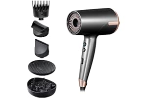 Remington suszarka do włosów, podwójna jonizacja, przepływ powietrza 120 km/h do szybkiego suszenia, 2000W, 8 kombinacji ustawień temperatury i prędkości nawiewu, 5 nakładek, zimny nawiew, ONE D6078