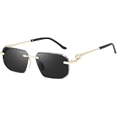 Dervin Rimless Rectanglular Sunglasses For Men and Women | Unisex Frameless Sun Glasses Shades