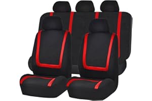 JNNJ 9 Piezas Protector Universal para Asiento de Coche, Protector de Asiento Delantero para Conductor y Copiloto, Fundas Coche Asientos Accesorios Universales para SUV Camión Transportar(Rojo)