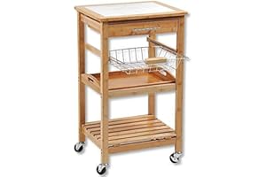 ‎KESPER Kesper | Küchenwagen, Material: Bambus, Keramik, Maße: B 48 x H 81 x T 38 cm, Farbe: Braun, Weiß | 25776 13