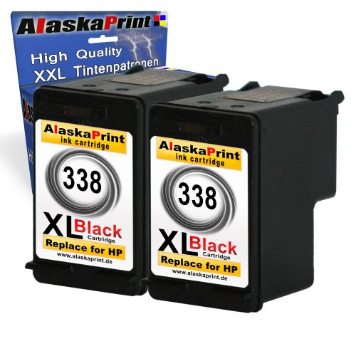 Premium 2x Kompatible Tintenpatronen Als Ersatz für HP 338 XL für Photosmart 3180 C3180 3100 C3100 3110 C3110 C3170 3170 C3190 3125 C3125 7850V 3193 C3193 2710 3173 C3173 3188 C3188 3140 C3140 7800 PSC 1510 1510S 1510V 1510XI 1513 1513S 1504 1507 Druckerpatrone (Schwarz) 2x338-hp