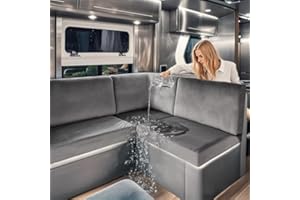 SYLC Caravan Seat Covers Waterproof Velvet, Motorhome Seat Cover with Elastic-band and Lacing, RV Sofa Cushion Cover for camper (Dark grey,W 130-160 cm, D 70-85 cm)