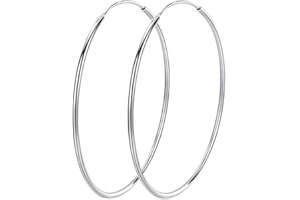 IMINI Pendientes de aro grandes de plata de ley 925, para mujeres y niñas, 80 mm