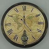 Große XXL Wanduhr mit Pendel Kolonialstil Landhaus Nostalgie Antik 60cm Pendeluhr