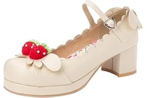 MISSUIT Damen Mary Jane Damenschuhe Pumps mit Blockabsatz