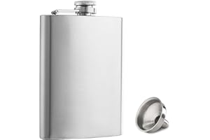 ILLUVA Fiaschetta con imbuto, in acciaio inox, 100% a prova di perdite, portatile, tascabile, fiaschetta per liquori, da uomo