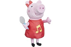 Peppa Pig - Peluche cantante con Vestito Rosso Glitterato e Fiocco, Canta 3 Canzoni, dai 3 Anni - Edizione Francese