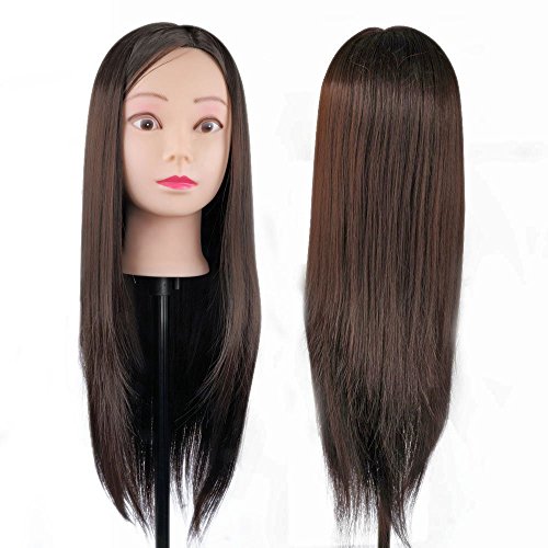 Hairdressing 70% Deep Brown Professional Real Hair 26 Inch,CoastaCloud Training Mannequin Head Hairdresser Human Hair with Clamp