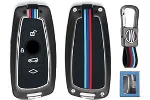 YAMLTEN BMW Schlüsselhülle (1 Stück),BMW Autoschlüssel Hülle für 1 3 4 5 6 7Serie und X1 X2 X3 X4 X5, 4 Tasten ZinkLegierung mit Schlüsselanhänger-Schwarz…