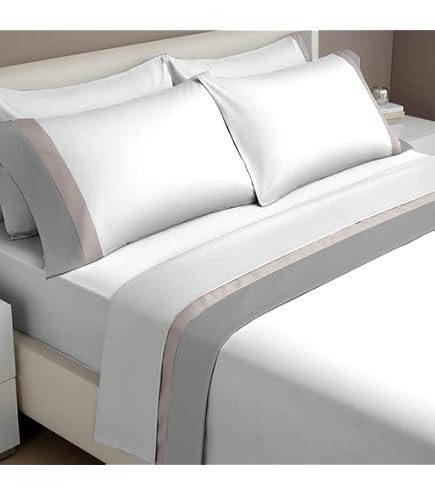 Set Lenzuola Matrimoniali Ipersan 100% Cotone - 260x290 Cm Sopra, 180x200 Sotto, 2 Federe, Bordo In Raso
