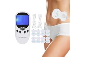 DECHOGA Digital Electronic Muscle Stimulator, TENS Device for Pain Relief, with Two outputs, 6 Modes and 8 electrodes, TENS Massage Device for Back Neck Pressure Sciatica Pain Relief