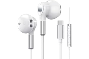 BENEWY Słuchawki USB C do Samsung Galaxy S22 Ultra S21 FE S20 A53 USB C słuchawki z mikrofonem słuchawki douszne z kablem, słuchawki USB typu C (Biały)