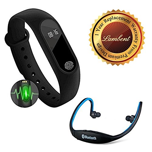 Lambent Heart Rate Monitor Bluetooth Health Fitness Tracker Smart Band With Wireless Bluetooth On-Ear Sports Headset With Micro Sd Card Slot & FM Radio Compatible with Xiaomi, Lenovo, Apple, Samsung, Sony, Oppo, Gionee, Vivo Smartphones (One Year Warranty) RS.1295 (67.00% Off) - Amazon