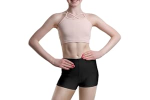 R&N FASHIONS - Girls Shiny Nylon Shorts - Hot Pants - High Waist – Plain - Stretchy – Comfortable Fit – Perfect for Yoga, Ballet, Gymnastics, School, Sportswear