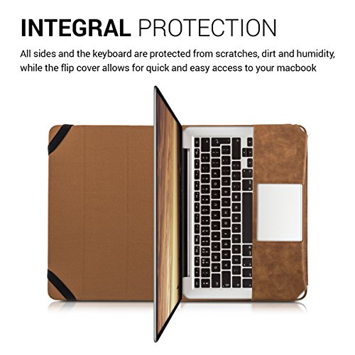 kwmobile Smart Cover Case für Apple MacBook Pro Retina 13″ (Modelle ab Ende 2012 – Mitte 2016) aus Kunstleder mit Aufstellfunktion in Braun - 4