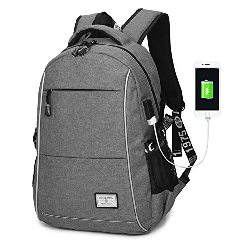 Travistar Oxford Herren Rucksack Jungen Schulrucksack Teenage Laptop Rucksack mit USB Ladeport fit 15 Zoll Laptop