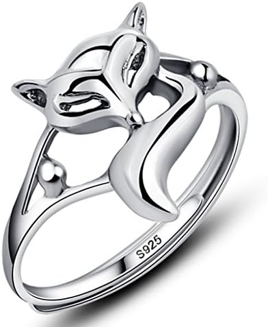 Ring Female S925 Sterling Silver Fox Opening Ring Female Ring Tail Ring Adjustable Silver