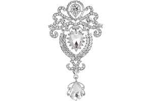 QKEPCY Corona Brooch Pin Cristal Broches Broche de Moda Vintage Estilo Victoriano Broche para Mujer Cristal Austríaco Boda para Banquete de Las Mujeres de Plata Vestidos de Fiesta
