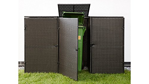 HANSE GARTENLAND Mülltonnenbox, für 3×240 l aus Polyrattan, B/T/H: 228/78/123 cm braun - 2