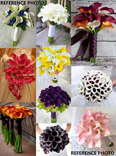 FiveSeasonStuff 10 Stück Qualität Gefühlsecht (Real Touch) Calla-Lilien-künstliche Blumen-Bouquet Dekoration, ideal für die Hochzeit, Braut, Party, Zuhause, Büro Dekor DIY (Sonnenuntergang) - 7