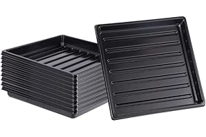 ‎BEGRIT BeGrit 1010 Tablett ohne Löcher Anzuchtschalen Flache Abtropfschale Microgreens 10er Pack schwarz