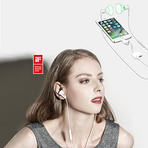 2 en 1 Lightning Jack Adaptateur de Prise Casque pour iPhone X iPhone8 8Plus iphone 7 7 Plus iPad iPod Lightning 3 5mm Aux Audio Adaptateur et C  Ble de   Adaptateur Splitter de   couteurs et Convertisseur de  Contr  le de la musique   Audio Prise en Charge d ios 10 3   11 Ou plus tard