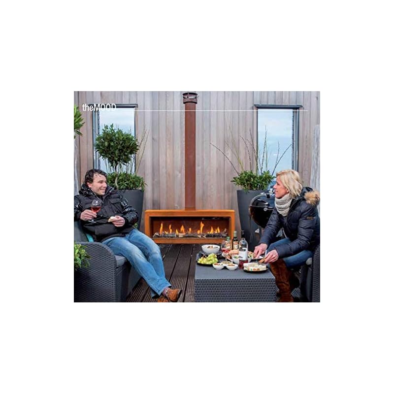 FABER TheMOOD [Gaskamin Außenbereich]: Rückwand in Cortenstahl gerostet